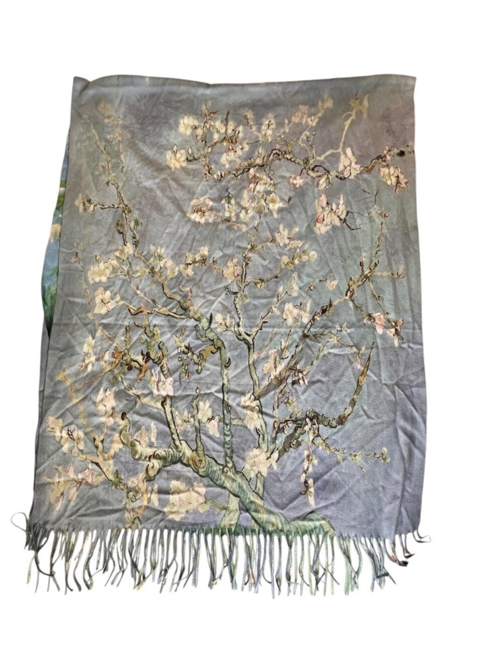 Reversible Fringed Shawl Wrap Van Gogh Almond Blossoms & Monet Water Lilies NWT - Picture 3 of 16
